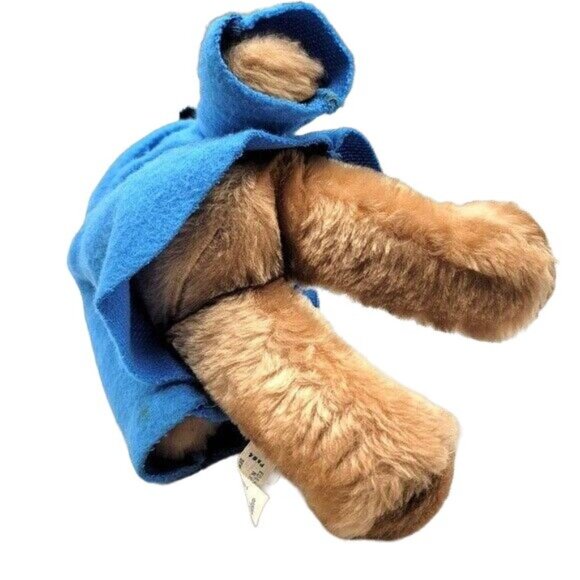 Eden Paddington Bear Plush Brown 16" Wool Coat 2-Button Blue Black Ears VTG 1981 - Picture 8 of 12